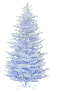5.5' x 47" Flocked Cedar Pine Artificial Christmas Tree, Low Voltage LED Pure White and Blue Wide...