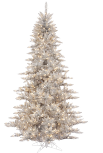 9 Foot 64" Wide  Silver Tinsel Fir Artificial Christmas Tree, 1000 Warm White Dura-lit LED Lights