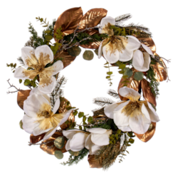 30" White Artificial Magnolia Wreath