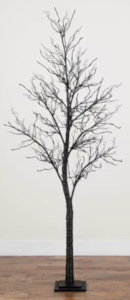 7 Foot Pre-Lit Deluxe Black Twig Artificial Tree With 180 Orange & Purple LED Lights