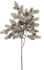 28" Frosted Hemlock Pine Spray With Pine Cone Green Gray