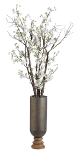 66"Hx16"Wx20"L Cherry Blossom in Iron/Wood Planter White