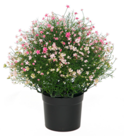 19" Potted Outdoor UV Rated Baby's Breath Bush Tutone Pink