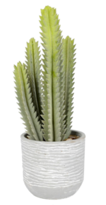 15.5" Artificial Green Cactus in Concrete Pot