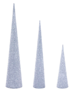 3 pc Assorted Set 15" 24" 30" Silver Cone Tree's