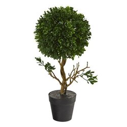 15" Boxwood Topiary Artificial Tree UV Resistant (Indoor/Outdoor)