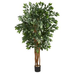 53" Bamboo Palm Artificial Tree in White Planter with Stand