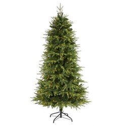 6' Vancouver Fir "Natural Look" Artificial Christmas Tree with 350 Clear LED Lights and 1870 Bendable Branches