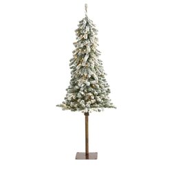 5' Flocked Alpine Christmas Artificial Tree with 150 Lights and 405 Bendable Branches