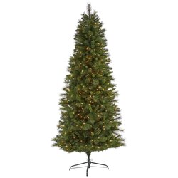 7.5’ Slim West Virginia Mountain Pine Artificial Christmas Tree With 450 Clear Lights And 967 Ben...