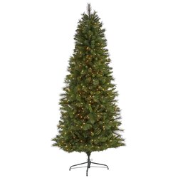 7.5’ Slim West Virginia Mountain Pine Artificial Christmas Tree With 450 Clear Lights And 967 Bendable Branches