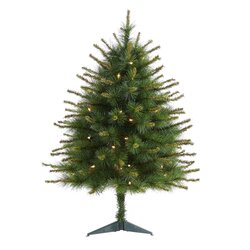 3’ New England Pine Artificial Christmas Tree With 50 Clear Lights And 117 Bendable Branches