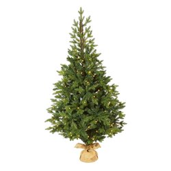 5' Fraser Fir "Natural Look" Artificial Christmas Tree with 190 Clear LED Lights, a Burlap Base and 1217 Bendable Branches