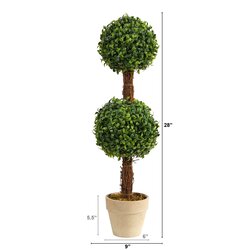 28” Boxwood Double Ball Topiary Artificial Tree (Indoor/Outdoor)