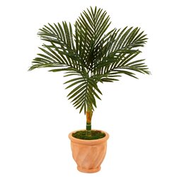 3.5' Golden Cane Artificial Palm Tree in Terra-Cotta Planter