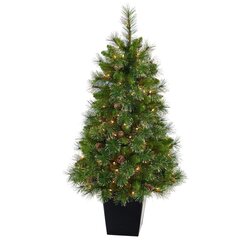 50" Golden Tip Washington Pine Artificial Christmas Tree with 100 Clear Lights, Pine Cones and 33...