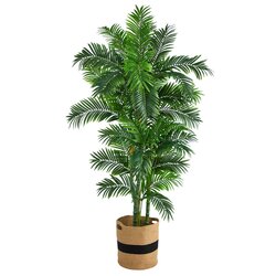 6’ Curvy Parlor Artificial Palm Tree In Handmade Natural Cotton Planter