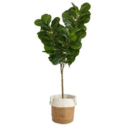 6' Fiddle Leaf Fig Artificial Tree in Handmade Natural Jute and Cotton Planter