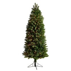 6' Slim Virginia Spruce Artificial Christmas Tree with 300 Warm White (Multifunction) LED Lights with Instant Connect Technology and 724 Bendable Branches