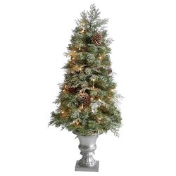4' English Pine Artificial Christmas Tree with 100 Warm White LED Lights and 413 Bendable Branche...
