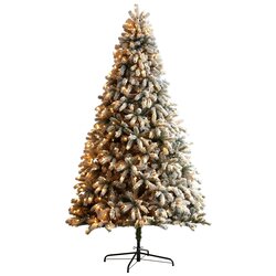 9' Flocked South Carolina Spruce Artificial Christmas Tree with 850 Clear Lights and 2329 Bendable Branches