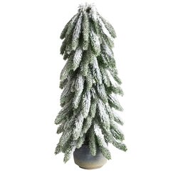 21" Flocked Artificial Christmas Tree in Decorative Planter