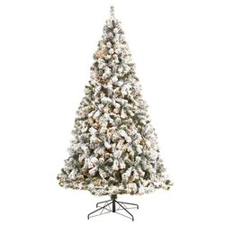 9' Flocked West Virginia Fir Artificial Christmas Tree with 650 Clear LED Lights and 1320 Bendable Branches