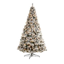 10' Flocked West Virginia Fir Artificial Christmas Tree with 800 Clear LED Lights and 1680 Tips