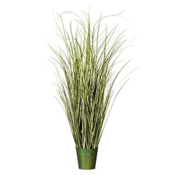 37" Native Green Grass In Iron Pot