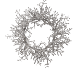 24 inches Iced/Glittered Plastic Twig Wreath Silver