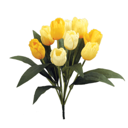 18 inches Gold & Yellow Tulip Bush 9 Blooms