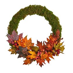 20" Fall Maple Leaf and Berries Artificial Autumn Wreath