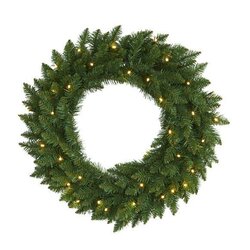 24” Green Pine Artificial Christmas Wreath With 35 Clear LED Lights