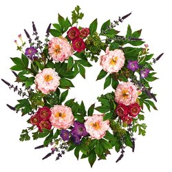 22" Assorted Peony Artificial Wreath