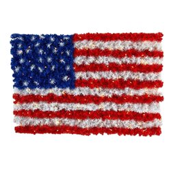 3' x 2' Red, White, and Blue "American Flag" Wall Panel with 100 Warm LED Lights (Indoor/Outdoor)