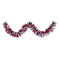 9' Patriotic "American Flag" Themed Artificial Garland with 50 Warm LED Lights