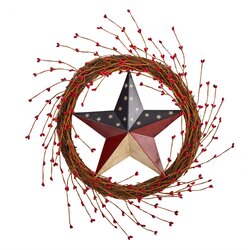 20" Americana Patriotic Star Wreath Red White and Blue