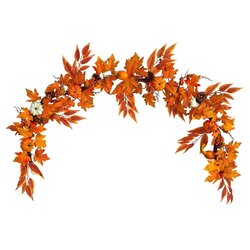 6' Assorted Autumn Maple Leaves, Pumpkins, Gourds, Berries and Pinecone Artificial Fall Garland