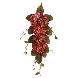 35" Autumn Hydrangea and Berry Artificial Fall Tear Drop
