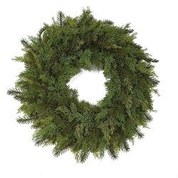 28 Inch PE Natural Touch Mixed Green Pine Wreath on Foam Back