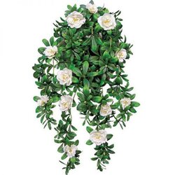 EF-34W  34 inches Hanging Outdoor Artificial White Azalea Bush 12 Flrs 15 Buds
