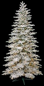 12 feet Medium Flocked Christmas Tree with Glitter - 1,300 Warm White LED Lights