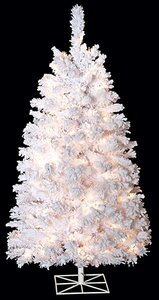 4 feet White Flocked Pine - 345 Tips - 150 Warm White 5.5mm LED Lights
