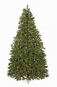 7.5' PE/PVC Spruce Half Wall Tree with LED Lights