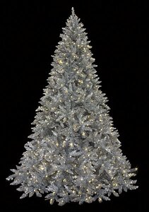 7.5 feet tall Ashley Silver Christmas Tree With Warm LED White Lights