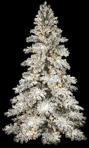 7.5 feet Heavy Flocked Snow Christmas Tree - Full Size - 450 Warm White LED Lights