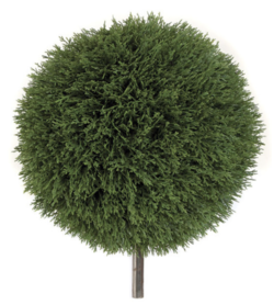 Outdoor Plastic Cedar Grass Ball Topiary - Steel Pole Base