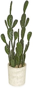 37 inches Potted Plastic Cactus - 10 inches Beige Stone Pot