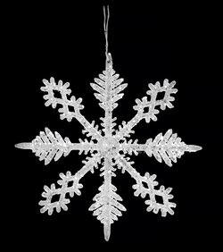 8" White Frosted/Glittered Snowflake Ornament