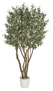 7 Foot Custom made Fire Retardant Artificial Olive Tree w/ Olives on Natural Wood